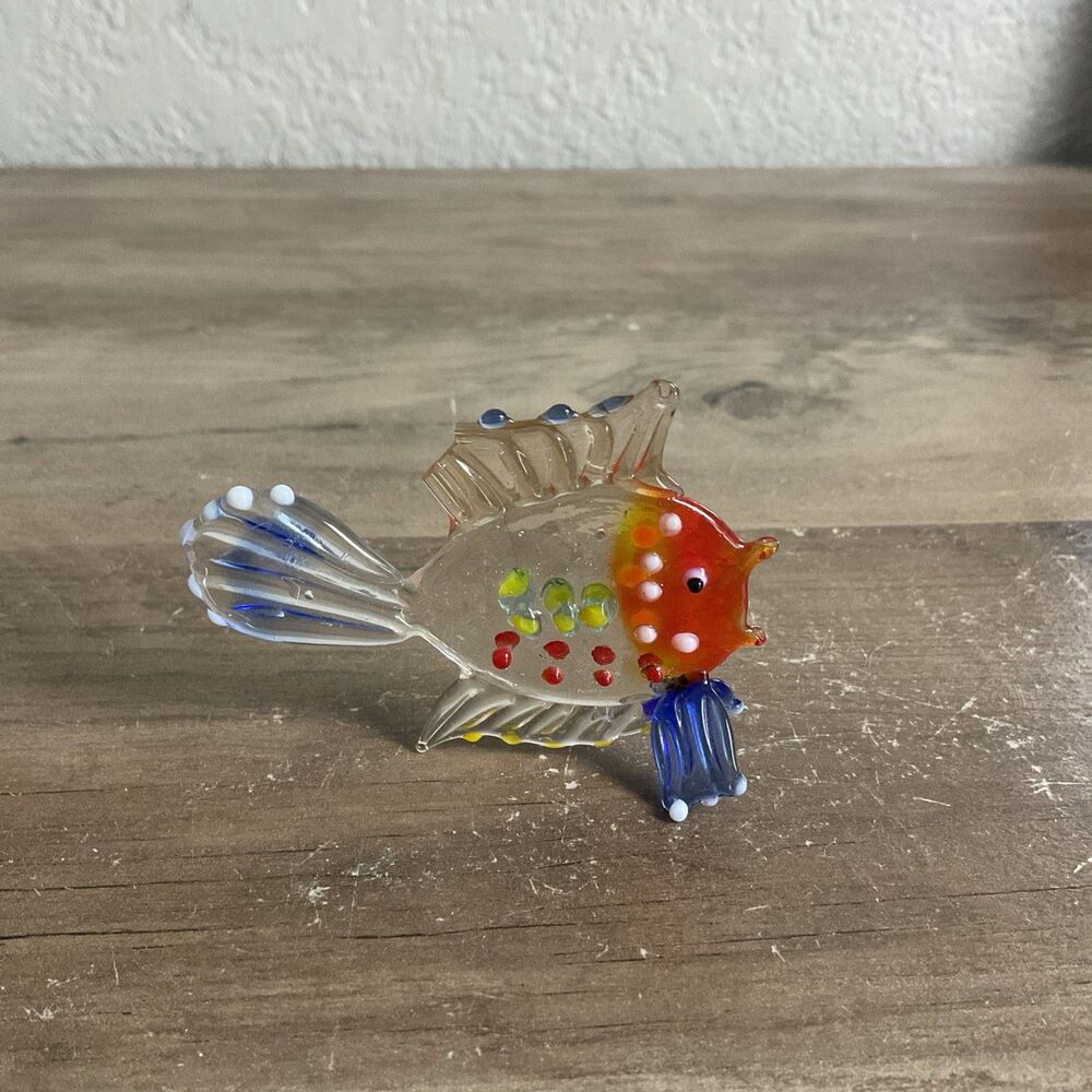 Fish Hand Blown Glass Miniature Figurines Crystal Sculpture - Picture 3 of 6